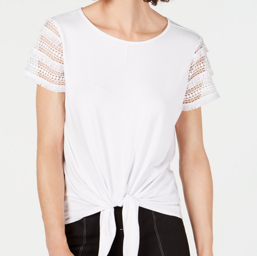 INC dressy lace tie front top, NEW